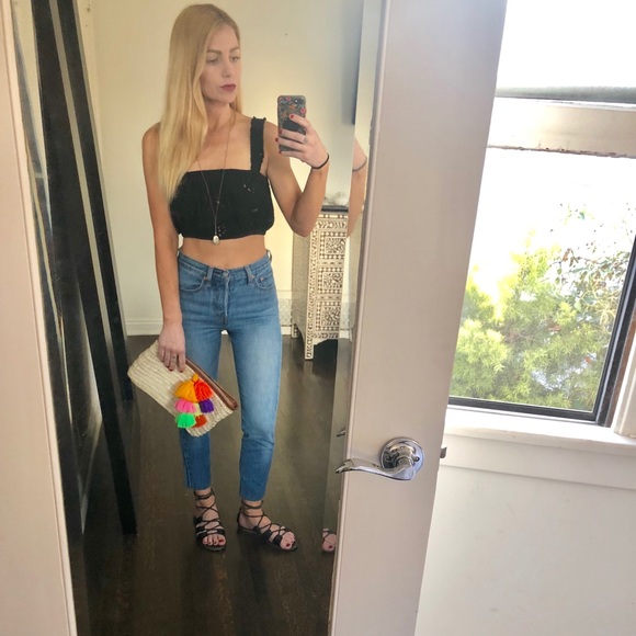 Zara Tops - Zara black xs summer eyelet crop top